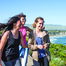 girls walking at pointe dume